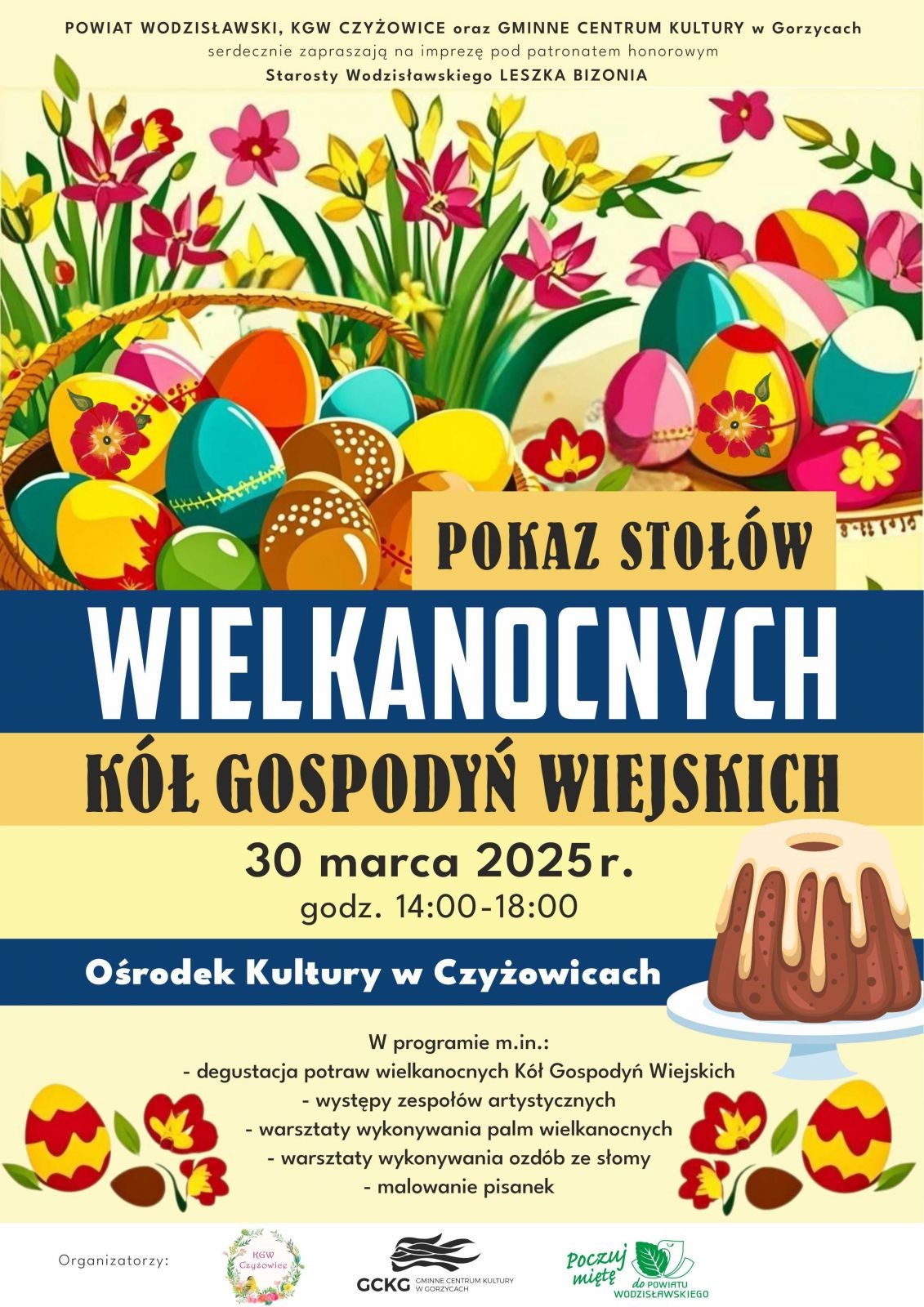 plakat zachęcający do udziału w imprezie pokaz stołów wielkanocnych